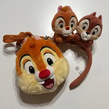디즈니 칩 앤 데일 머리띠 패스 케이스 봉제 인형 2개 세트