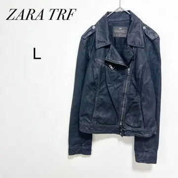 [ ZARA TRF ] 코튼 라이더 자켓 블랙 L 면 97% 숏 기장