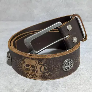 00s [ Lee ] Leather Belt SKULL Studs Y2K