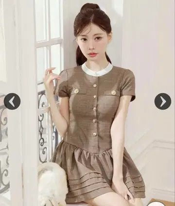 미셸 마카롱 Love with Lapion Dress 모카 베이지