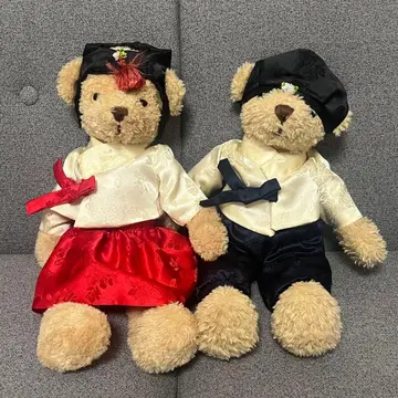 봉제 인형 테디베어 곰 한국 한복 2개 세트