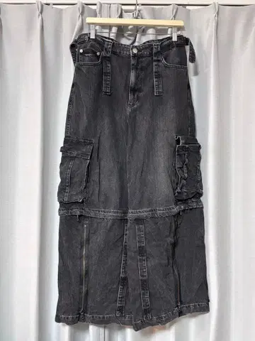 ZARA 데님 카고 팬츠 블랙