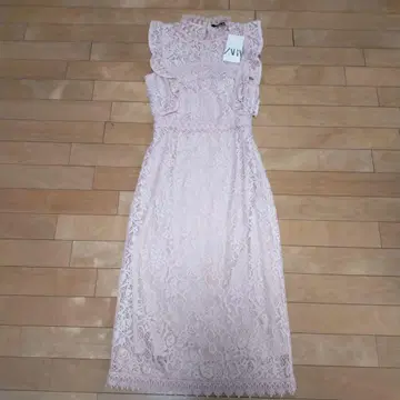ZARA 택 포함 미사용품 레이스 슬리브리스 원피스 핑크 XS