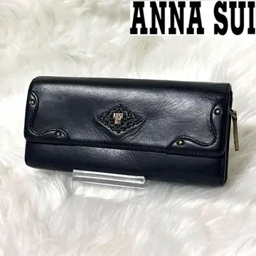 [새상품급] ANNA SUI 가죽 장지갑 로고 엠보 버터플라이 블랙