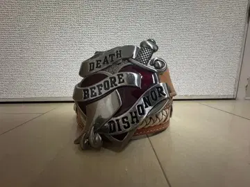 y2k DEATH BEFORE DISHONOR 가죽 벨트
