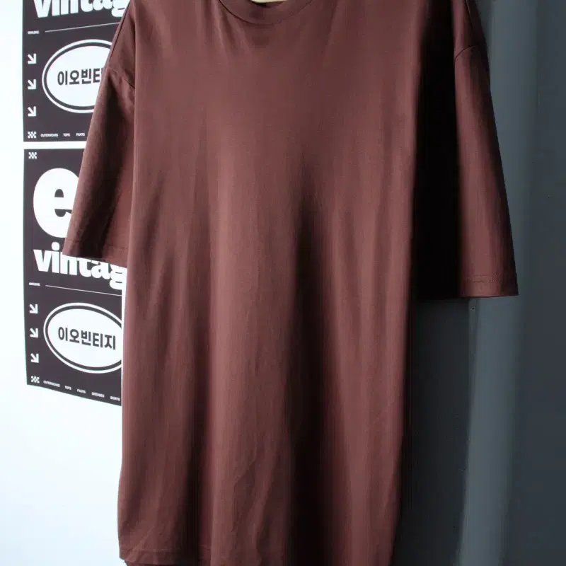 (L-XL) 엘무드 반팔 티셔츠 무지 브라운 놈코어-H34231