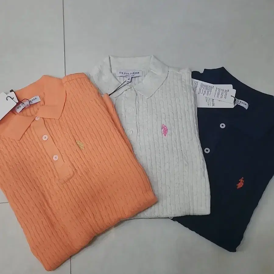 U.S. POLO ASSN. 꽈배기 니트 (오렌지/아이보리/네이비)