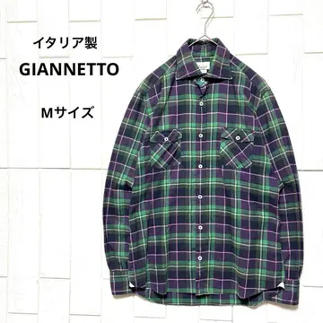 이탈리아제 GIANNETTO 마드라스 체크 패턴 긴팔 셔츠 M