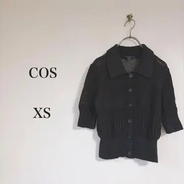 COS (XS) 반팔 가디건 블랙 숏 기장 메쉬 스타일업