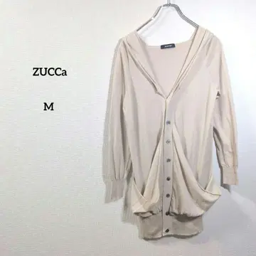 ZUCCa 후드 부착 롱 가디건 M 베이지 면 100%
