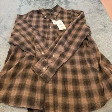 ZARA 플란넬 셔츠 브라운 체크 무늬 L 사이즈