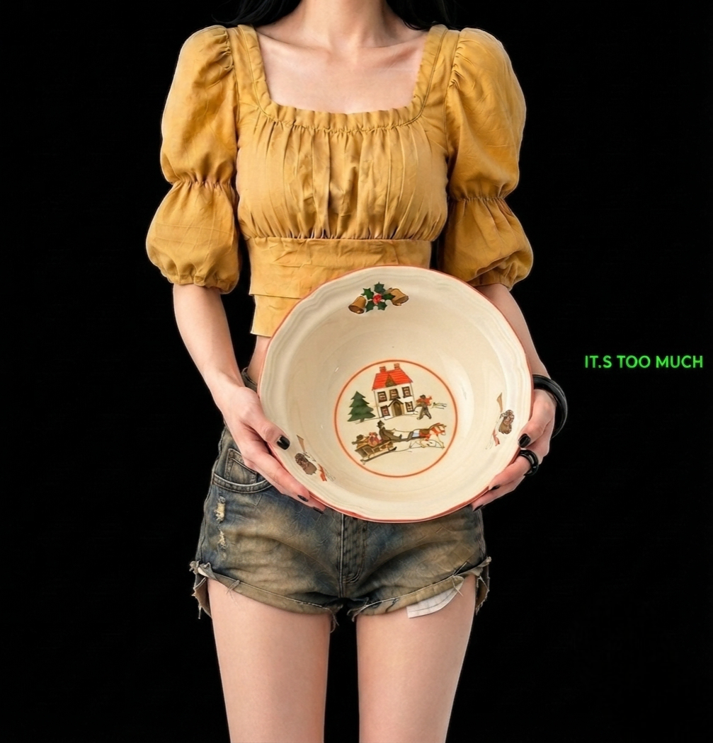 크리스마스접시 엔틱그릇 엔틱접시 빈티지접시 일본접시 빈티지소품UU
