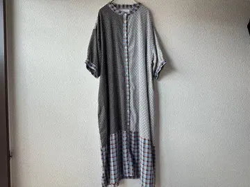 [ 가슴 너비 60cm ] 패치워크풍 반팔 셔츠 원피스