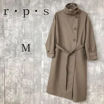 r.p.s 아르피에스 스탠드 카라 롱 코트 브라운 M 사이즈