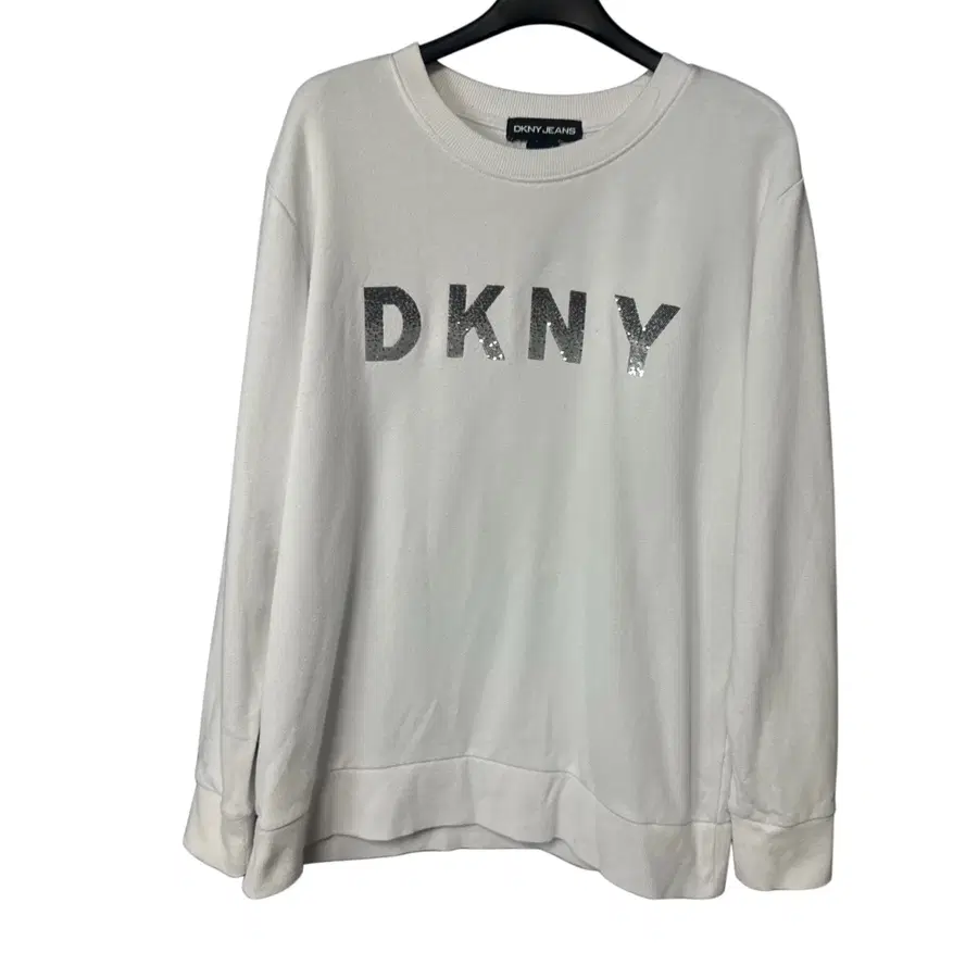 S DKNY 여성 로고 화이트 맨투맨 티셔츠