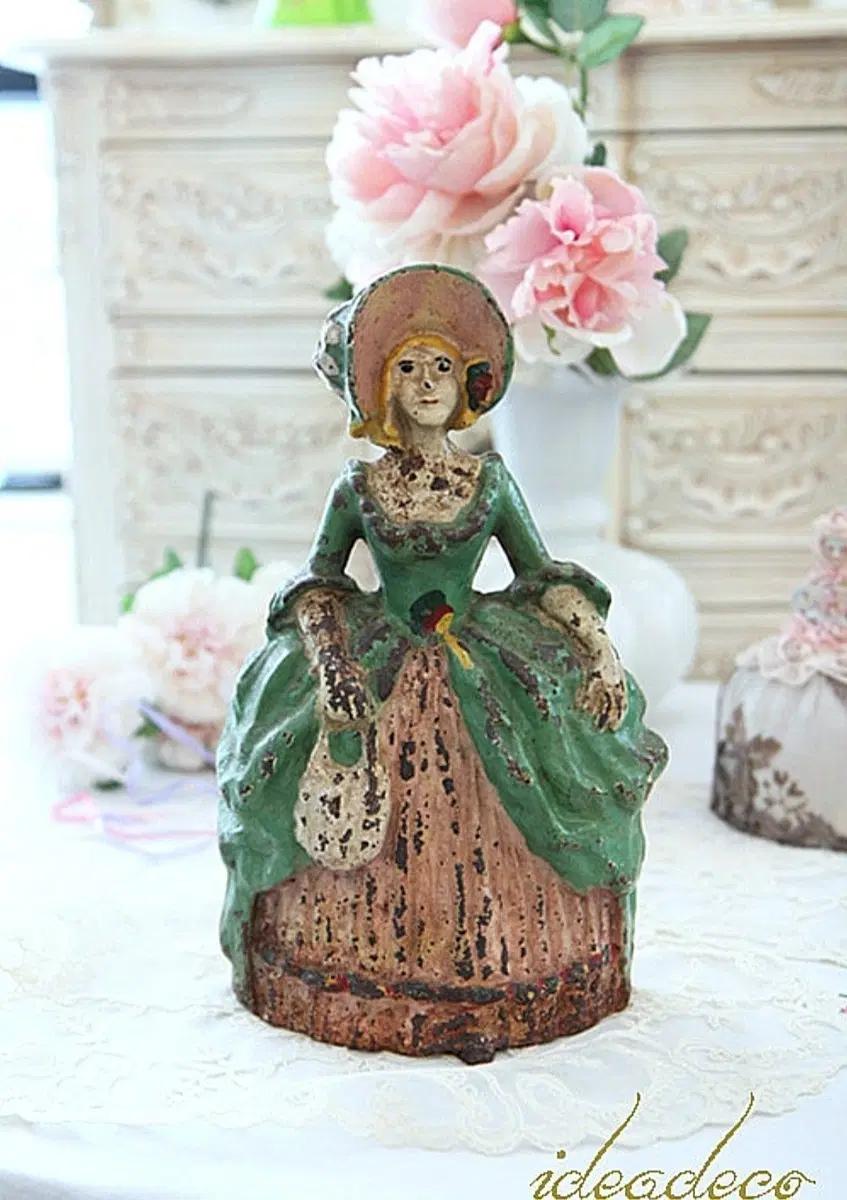 앤틱 Coronial Lady 캐스트아이언 도어스탑