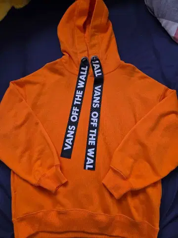 VANS 로고 테이프 풀오버 후드티 오렌지 M 새상품급