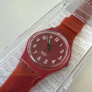 스와치 SWATCH 빨간색 레드 쇼와 레트로 작동 양호