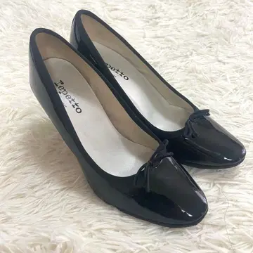 repetto 레페토 펌프스 리본 에나멜 힐 블랙 24 38