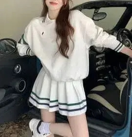 스포티 셋업 골프웨어 폴로 옷깃 플리츠