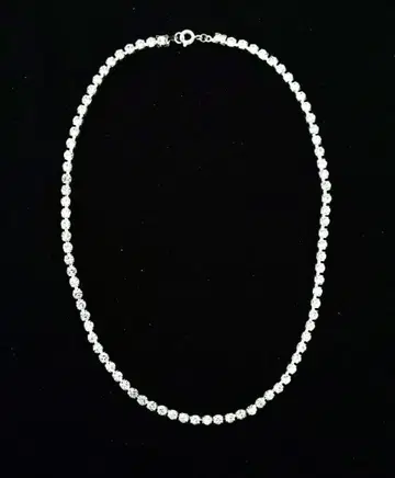 목걸이 싱글 체인, 큐빅 (대형 4mm), 실버
