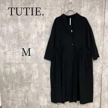 TUTIE. 셔츠 원피스 롱 기장 M 블랙 면 100%