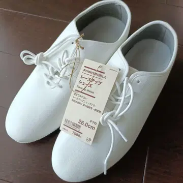무인양품 가죽 자투리 재활용 레이스업 슈즈 26cm 오프화이트 신발