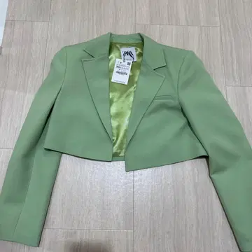 ZARA 크롭 기장 테일러드 자켓 라이트 그린 XS