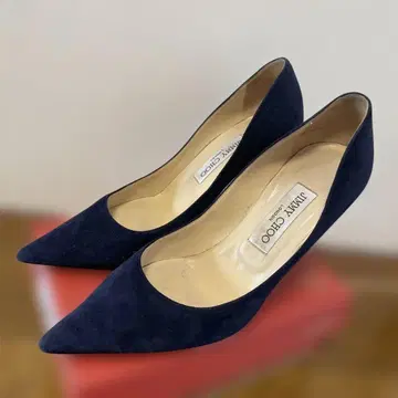 JIMMY CHOO 스웨이드 펌프스 네이비 37