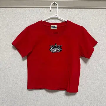 9090 반팔 T셔츠 레드 크라운 자수