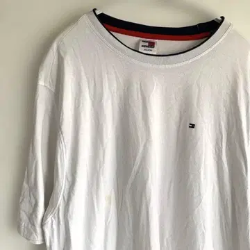 타미힐피거 원포인트 반팔 티셔츠 XXL 화이트 면 빅 사이즈