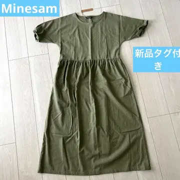 [ 새상품 택 포함 ] Minesam Msize 카키 반팔 원피스