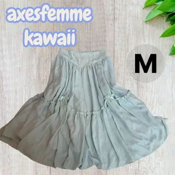 axesfemme kawaii 빈티지 쉬폰 스커트 핑크 리본