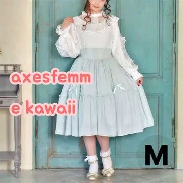 axesfemme kawaii 빈티지 쉬폰 스커트 핑크 리본
