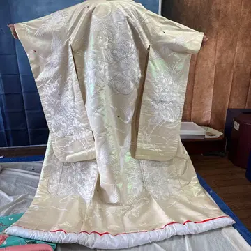 시로무쿠 우치카케 학 꽃 자수