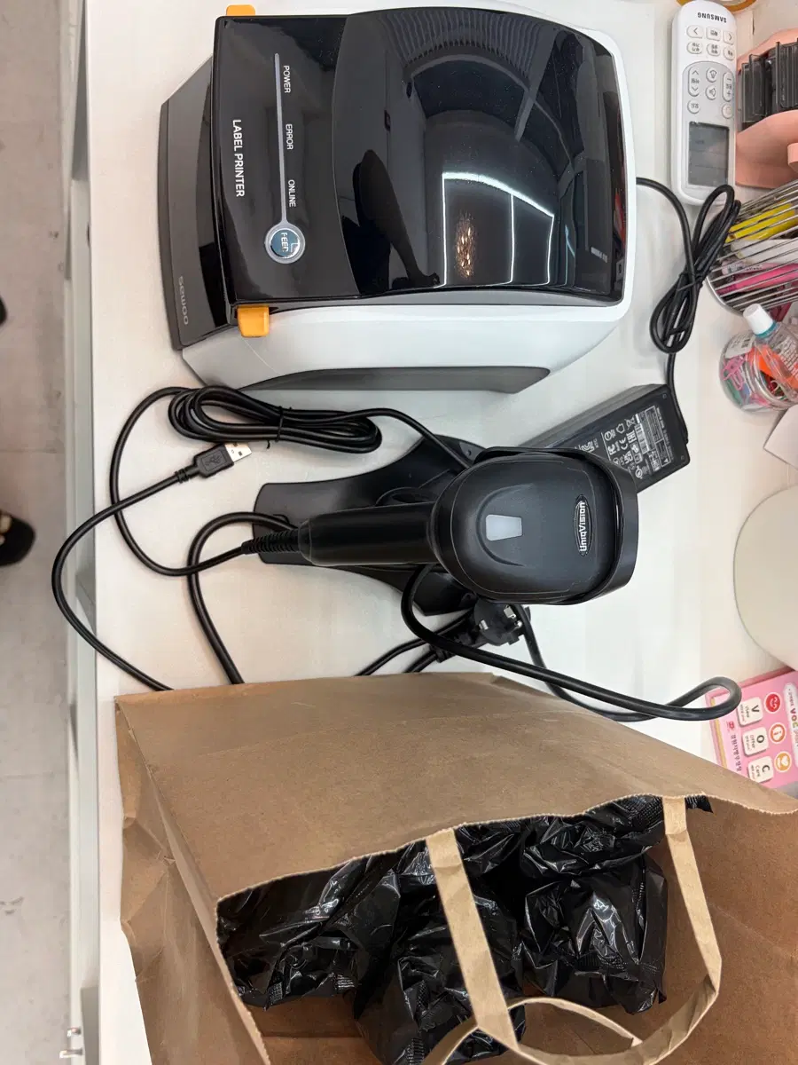 최신형 라벨 프린터 바코드 스캐너 세트