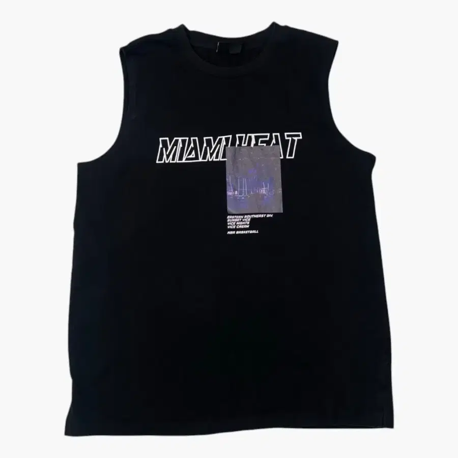NBA 블랙 마이애미 히트 프린팅 민소매 티셔츠 L