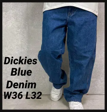 디키즈 블루 데님 청바지 구제 의류 W36 L32