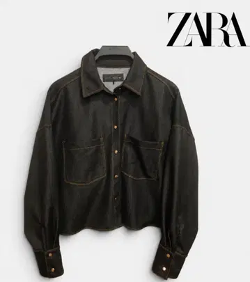가격 인하 미사용 새상품 택 없음 S ZARA 데님 셔츠 자켓 크롭 기장
