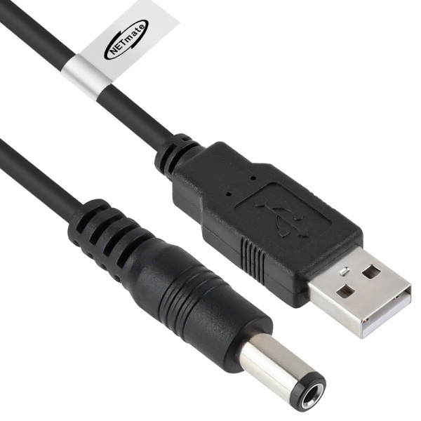 USB전원 24W DC잭 케이블 1m 블랙