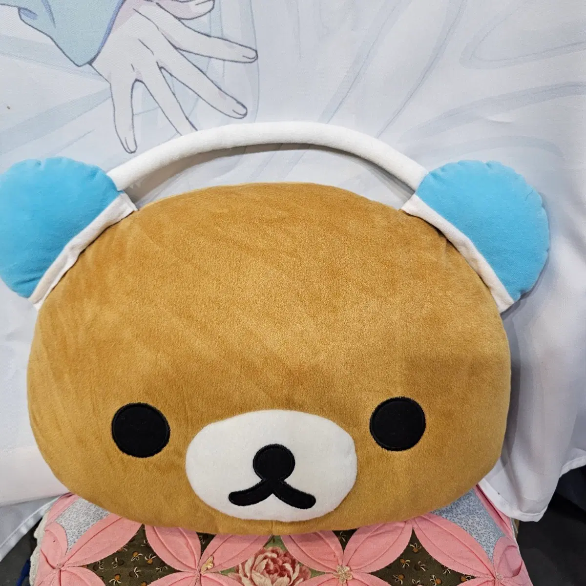 리락쿠마 해드셋 쿠션 인형