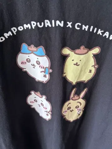치이카와 x 산리오 캐릭터즈 콜라보T셔츠 폼폼푸딩 하치와레