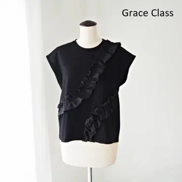 Grace Class 그레이스 클래스 프론트 프릴 상의 블랙 36