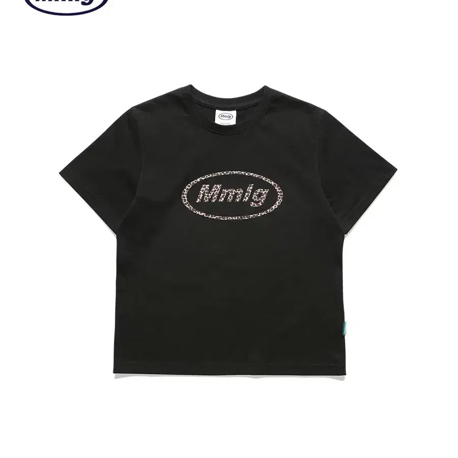mmlg 레오파드 호피 로고 크롭티 티셔츠