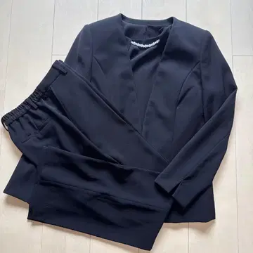 노카라 자켓 팬츠 셋업 블랙