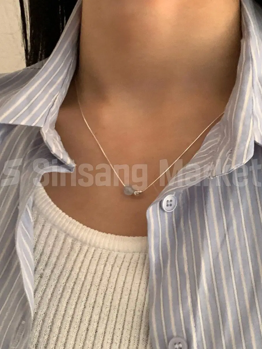 [빠른발송] 목걸이 실버925 하트 원석 믹스 심플 목걸이 데일리 포인트