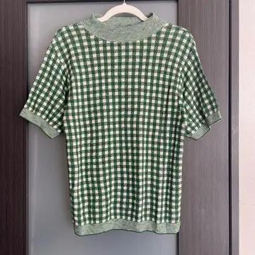 새상품급 45rpm 깅엄 자카드 908 요크넥 그린
