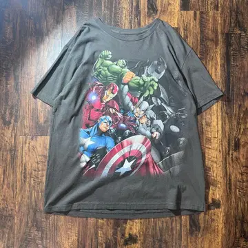 MARVEL 어벤져스 T셔츠 그레이 XL 구제 의류 오버 사이즈