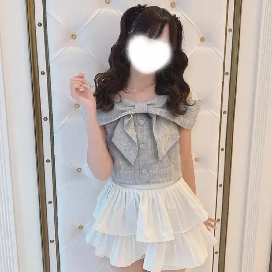 비현물)GRL 그레일 리본 오프숄더 블루 일브스나계 지뢰계 양지뢰