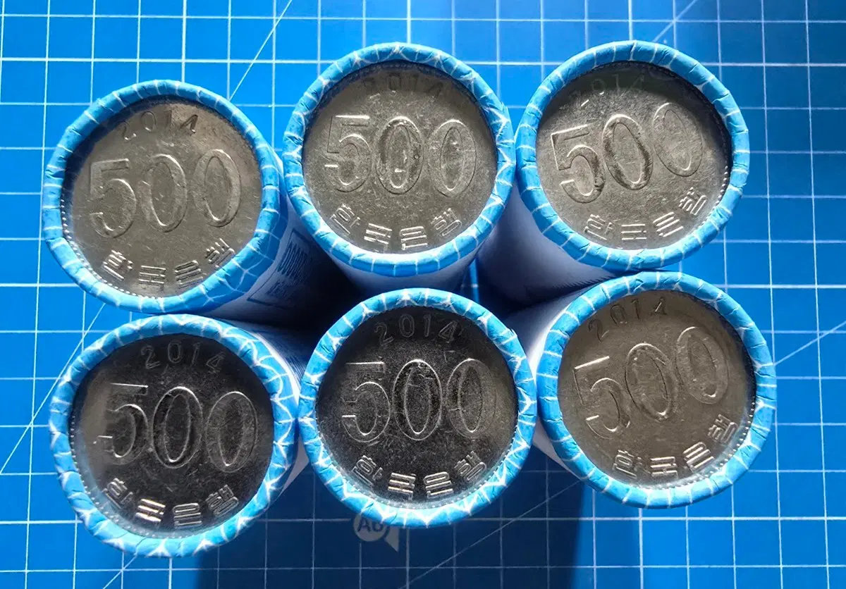 2014년 500원 동전 6개 롤 240개